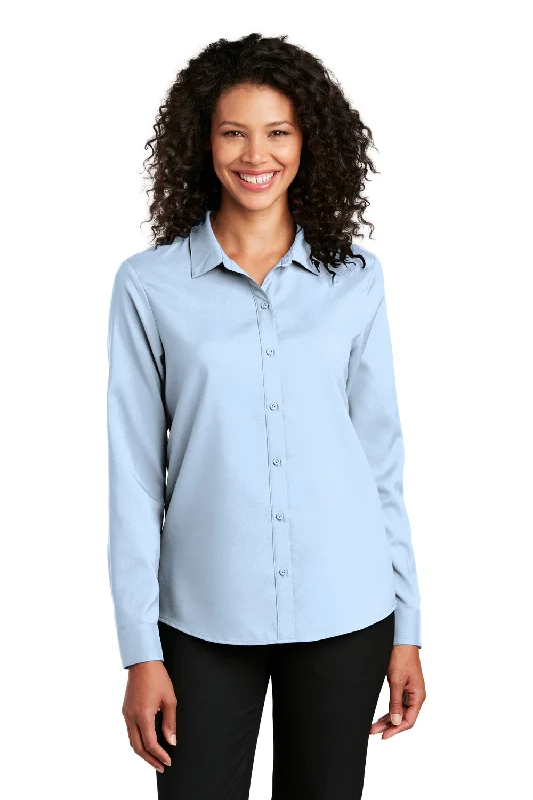 Simple Comfort Port Authority Womens Performance Moisture Wicking Long Sleeve Button Down Shirt - Cloud Blue - Closeout