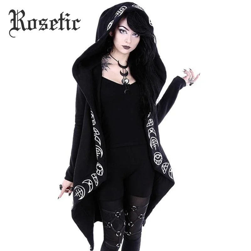 Relaxed Fit Wear Rosetic Hoodies  Gothic Casual