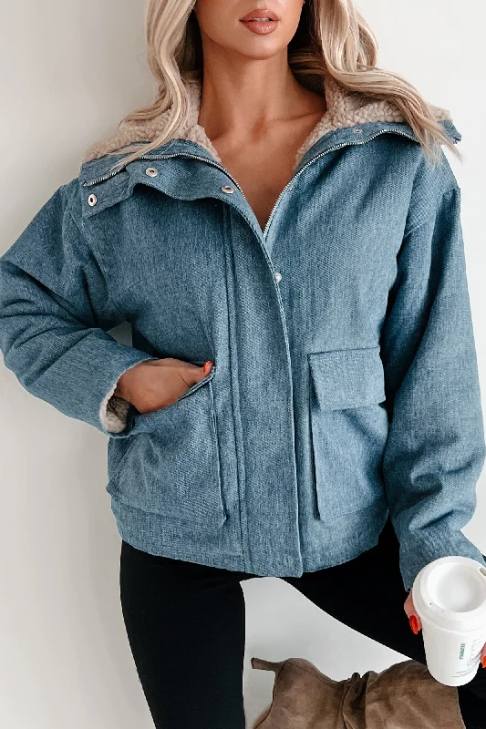 Fashion Comfort Taylee Fleece Lined Denim Jacket (Denim Blue)