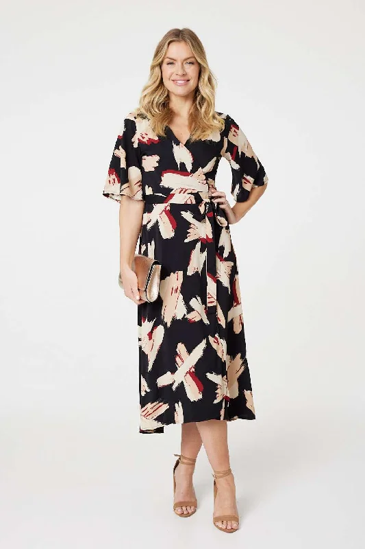 Cozy Fashion Printed 1/2 Sleeve Midi Dress