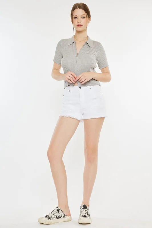 Timeless Style Kancan Raw Hem Distressed Denim Shorts