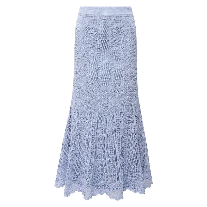 Casual Fit Patchwork Lace Knit Midi Skirt
