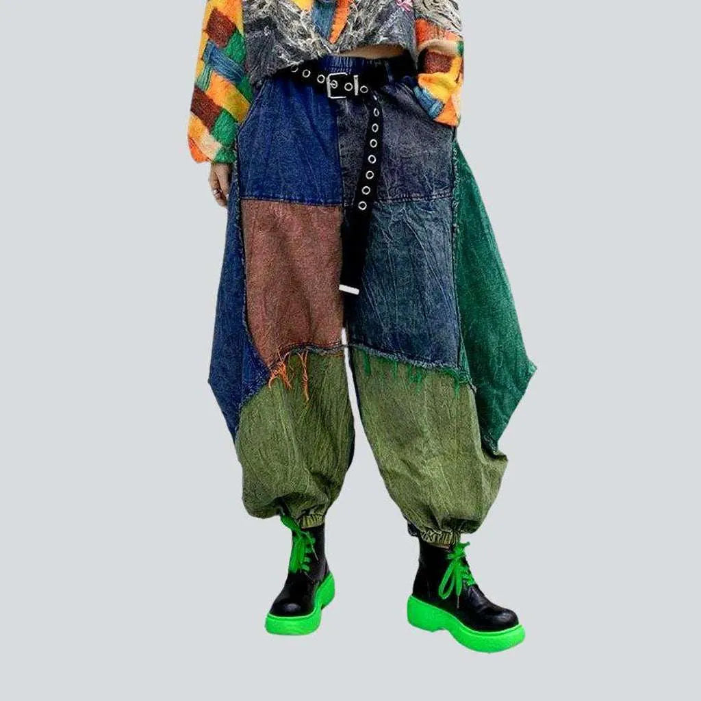 Soft Fabric Looks Vintage multi-color denim pants