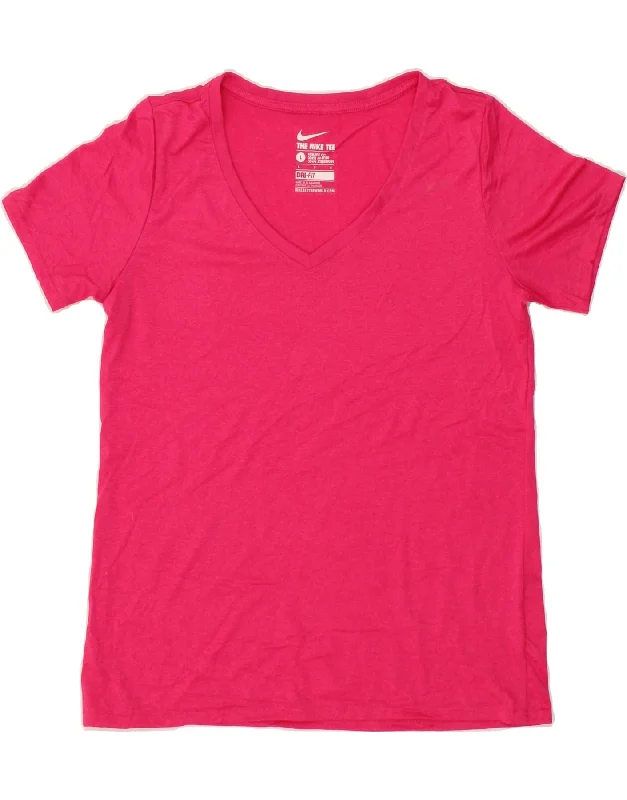 Relaxed Fashion NIKE Womens Dri Fit T-Shirt Top UK 16 Large Pink Polyester