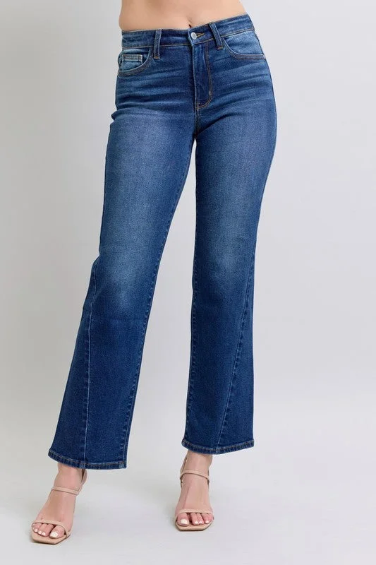 Easy Chic Wear Judy Blue Full Size Side Seam Detail Straight Jeans with Pockets