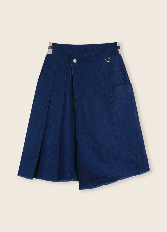 Cozy Knits 3LS25_3036-ASYMMETRIC SKIRT-Dark Blue/Chambray