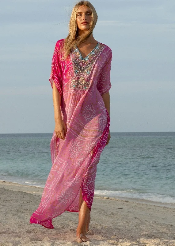 Breathable Style Maxi Kaftan Tessa in Ombre Pink