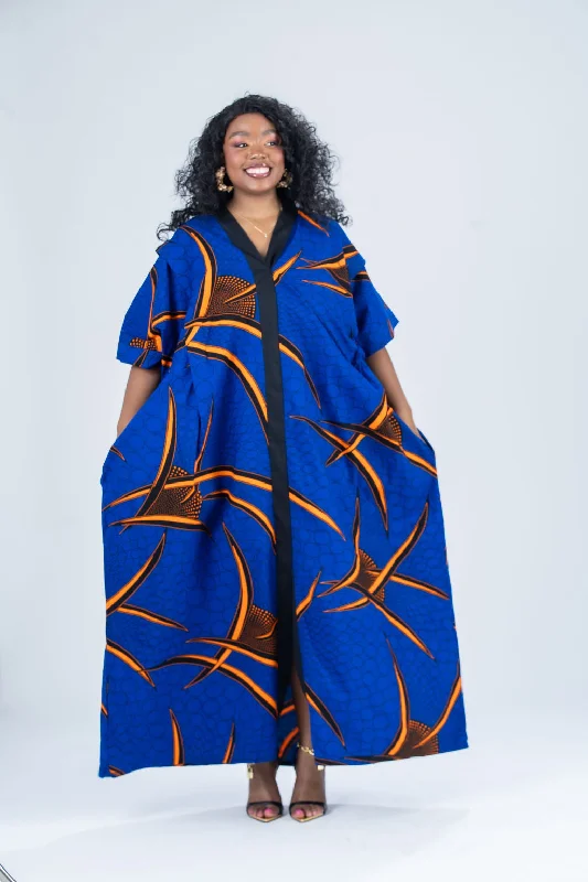 Easygoing Outfits Brisa Ankara Bubu Dress | Blue African Print