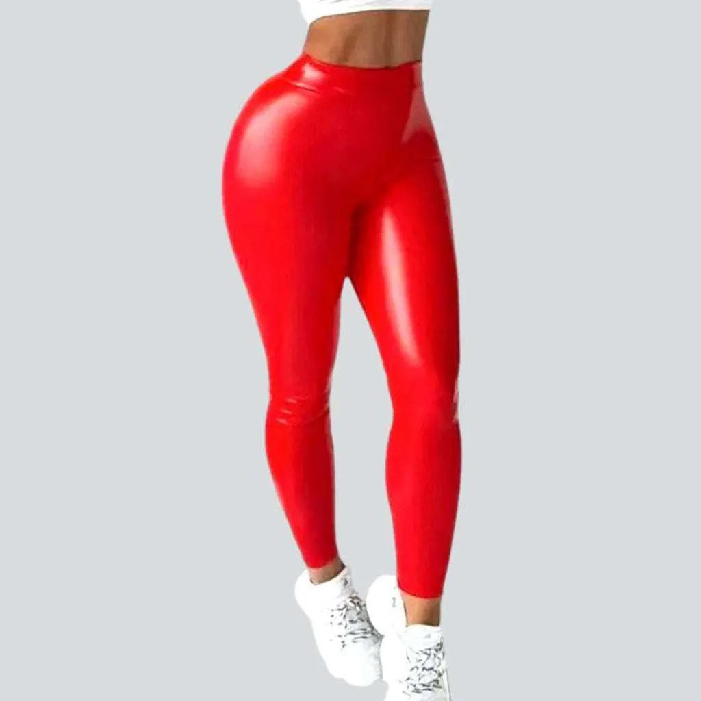 Relaxed Fits Latex wax women's denim pants