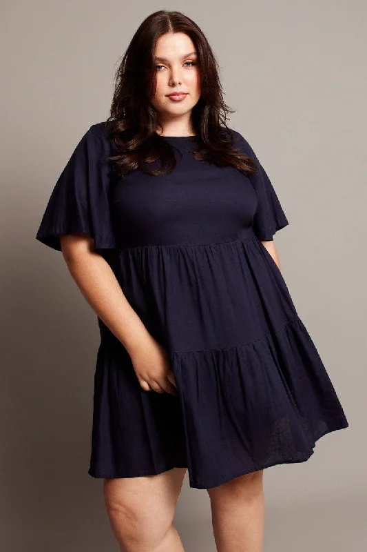 Weekend Comfort Denim Flare Sleeve Smock Minidress