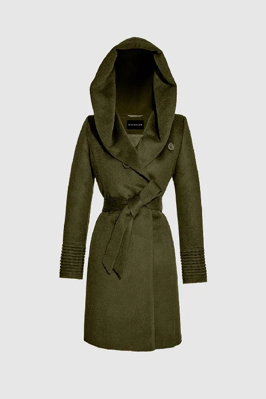 Simple Looks Baby Alpaca Mid Length Hooded Wrap Coat