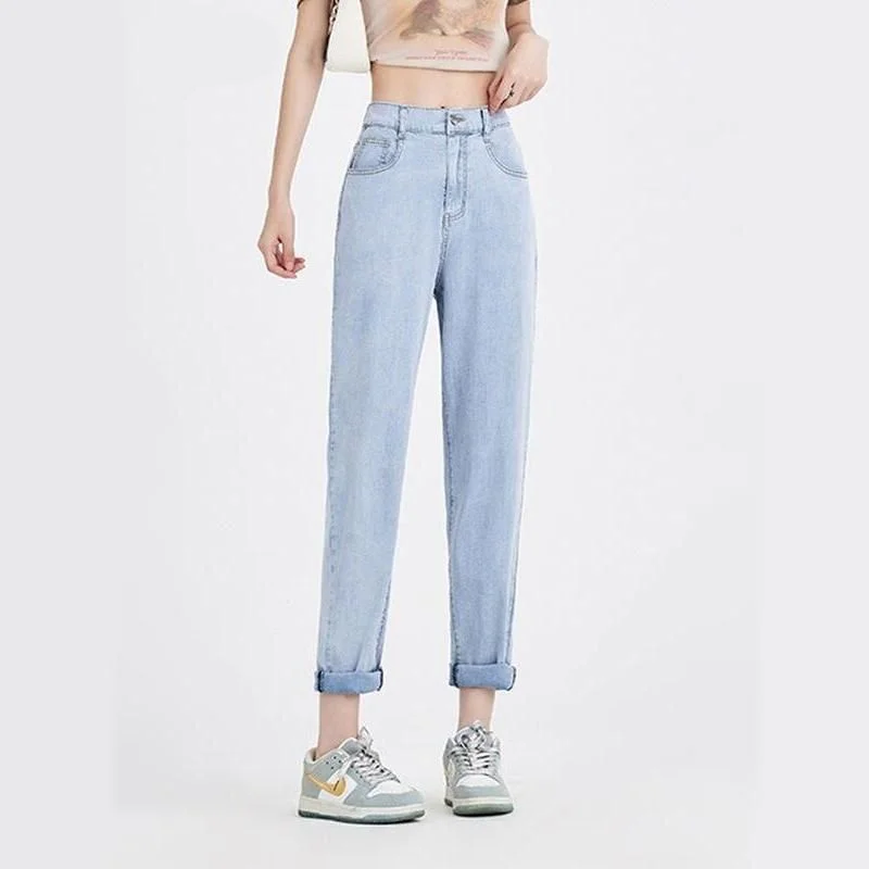 Effortless Outfits Light Blue Casual High Waist Harem Jeans