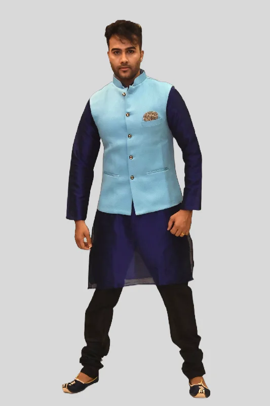 Elegant Dressing Silk Baby Blue Modi Vest