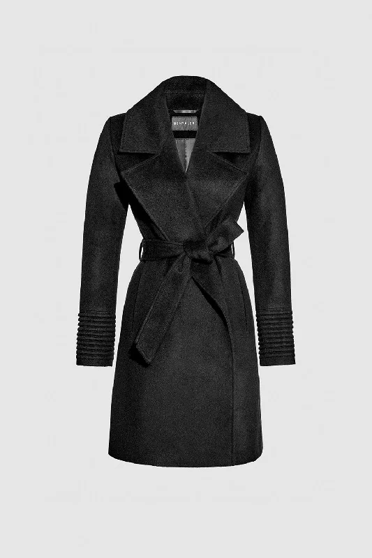 Chic Outfits Baby Alpaca Mid Length Large Notched Collar Wrap Coat