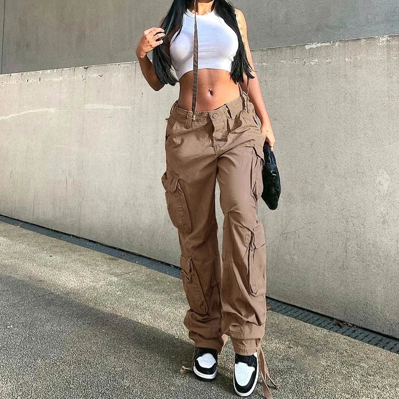 Stylish Casuals DressBetty - 2024 Hip Hop Mom Street Wide Leg Y2K Multiple Pockets Jeans