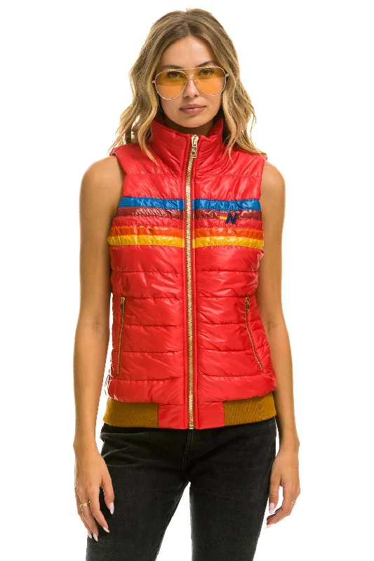Weekend Comfort Wear WOMEN'S 5 STRIPE VEST - GLOSSY CHERRY