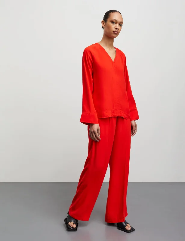 Sporty Wear Light Crepe Milly Top, Fiery Red