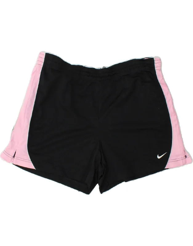 Comfy Dress NIKE Womens Sport Shorts UK 16/18 Large Black Colourblock