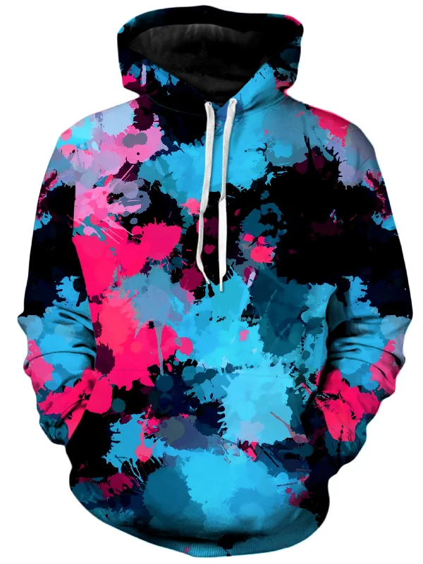Cozy Fitting Pink and Blue Paint Splatter Unisex Hoodie