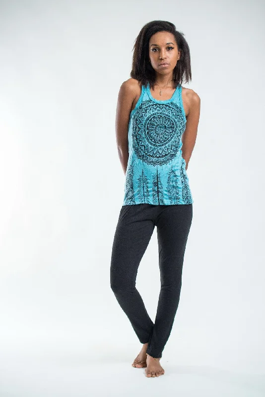 Casual Ease Womens Dreamcatcher Tank Top in Turquoise