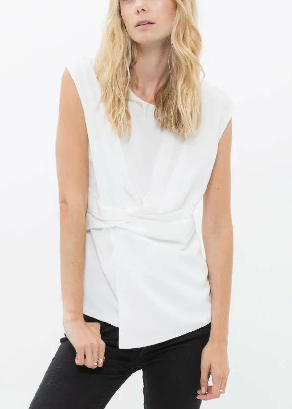 Cozy Lifestyle Women's Sleeveless Wrap Blouse In Ivory