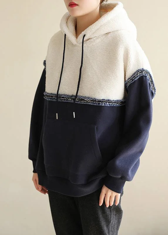 Soft Feel Italian hooded cotton patchwork Blouse design white blouse
