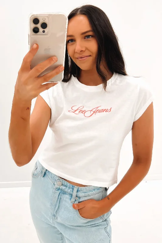Cozy Fashion 90s Baby Tee Pink Embroidery