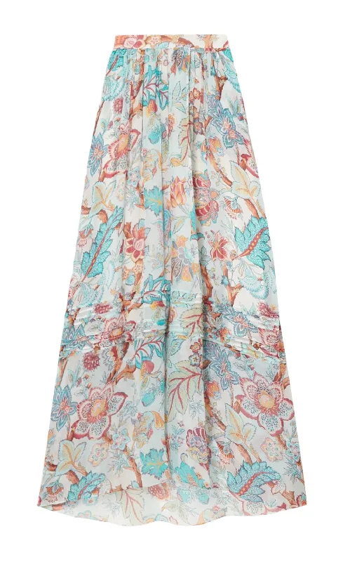 Versatile Style Pleated Floral Print Maxi Skirt