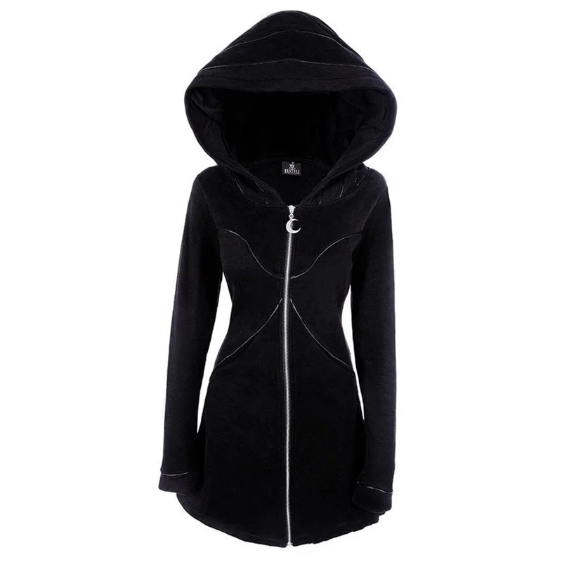 Warm Layers Gothic Slim Mid Length Hoodies