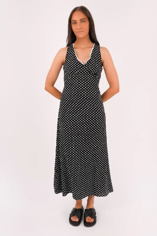 Cozy Apparel Halia Maxi Dress Black Polka Dot