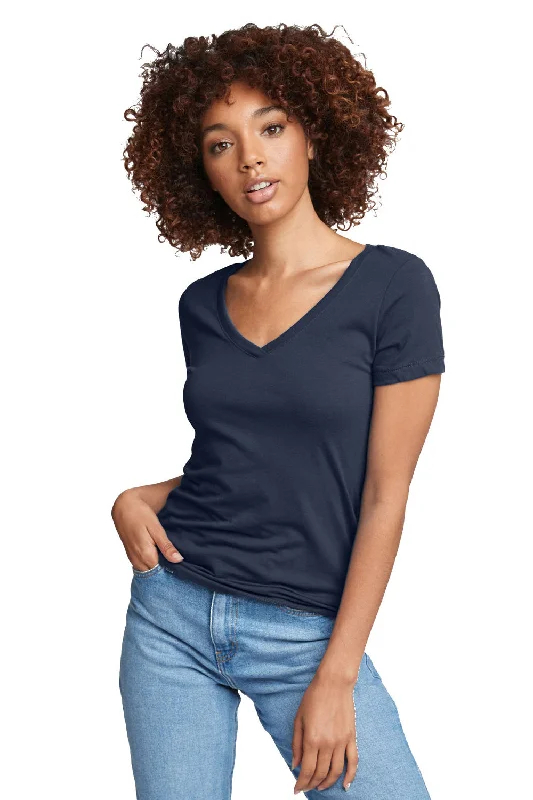 Sporty Wear Next Level Womens Ideal Jersey Short Sleeve V-Neck T-Shirt - Indigo Blue