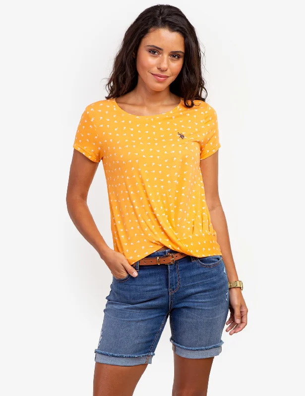 Soft Tops TWIST FRONT CREW NECK T-SHIRT