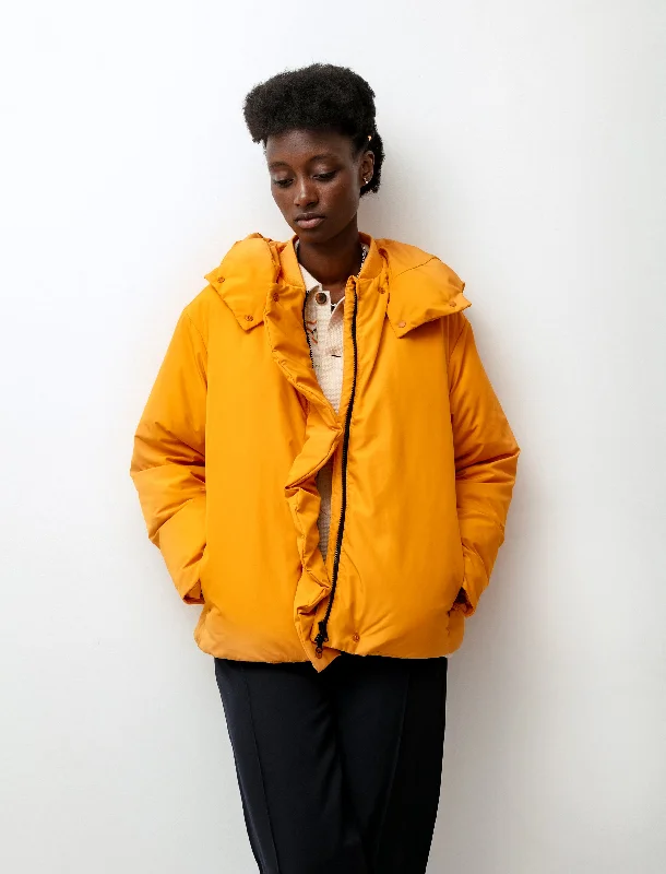 Versatile Style Puffer Hoodie Jacket Tangerine