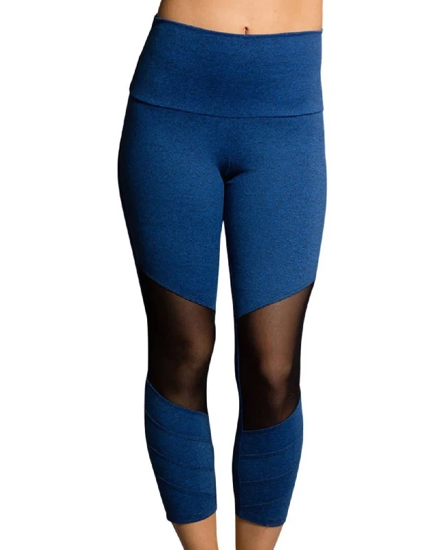Sporty Wear Women's Mesh Moto Capri Leggings In Onz Blue