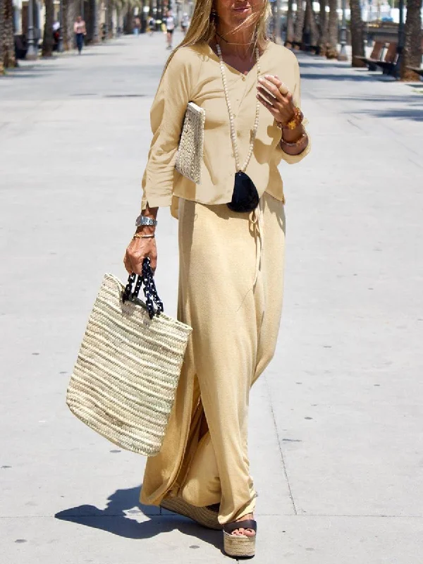 Layered Style Fashionable Casual Loose Shirt Skirt Suit