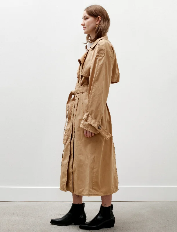 Soft Layers Capelet Trench Coat Khaki Beige
