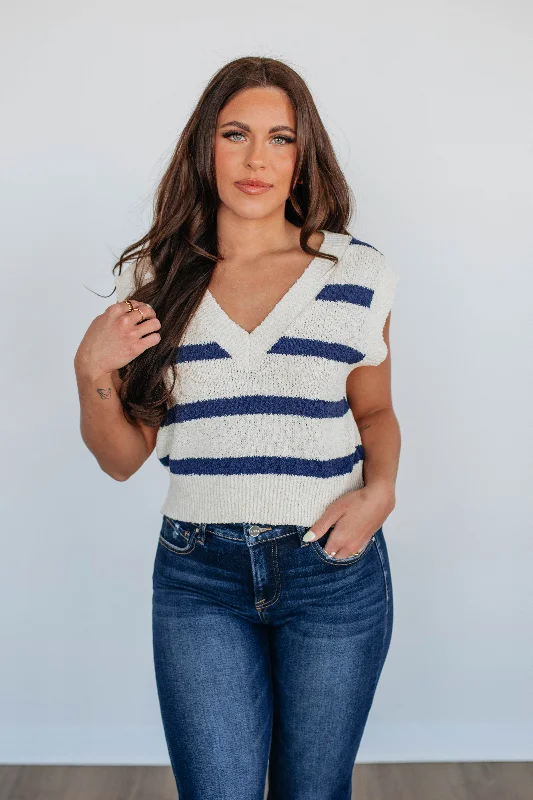 Comfortable Chic Everton Sweater Vest - Navy Mix