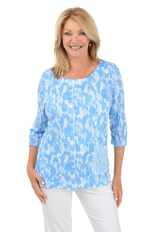 Simple Chic Cloudy Sky Scoop Neck Crinkle Top