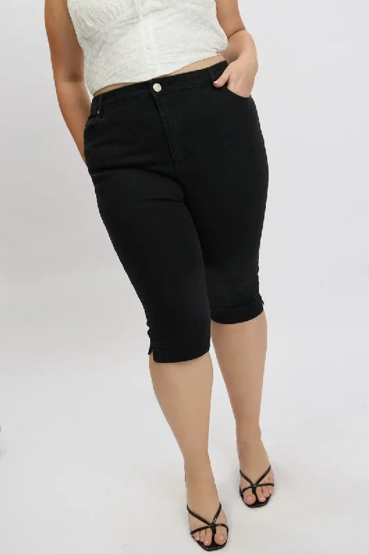 Soft Textures Black Capri Jeans Mid Rise