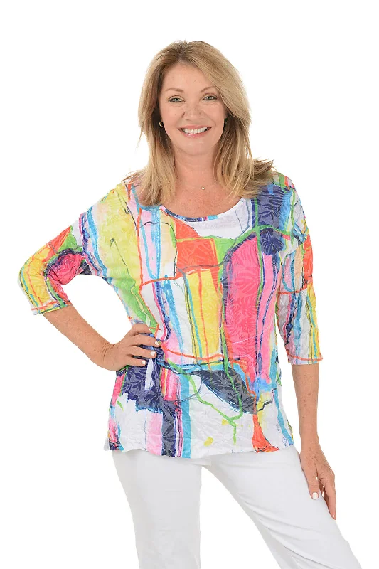 Versatile Outfits Mountain Stream Button-Back Crinkle Top