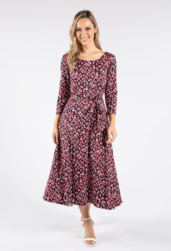 Fashionable Comfort Floral Print Tie Waist Dress