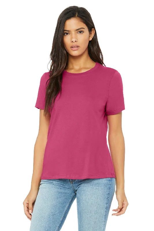 Cozy Chic Wear Bella + Canvas Womens Relaxed Jersey Short Sleeve Crewneck T-Shirt - Berry Pink