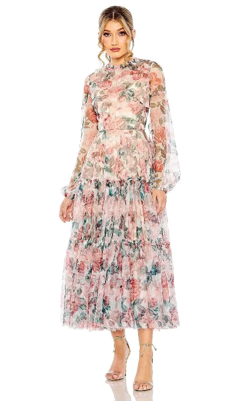 Easy Wear Chic Mac Duggal 11405 - Floral High Neck Cocktail Dress