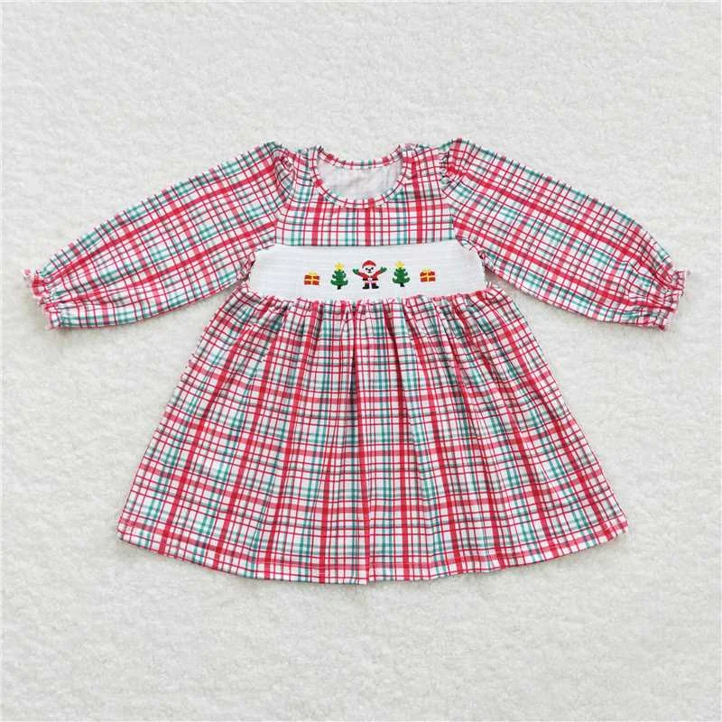 All-Day Style GLD0331  Baby Girls Christmas Red Plaid Santa Tree Dresses