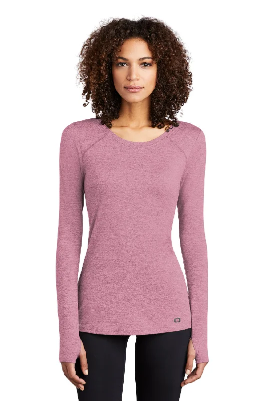 Relaxed Looks Ogio Womens Endurance Force Moisture Wicking Long Sleeve Crewneck T-Shirt - Heather Lilac Pink