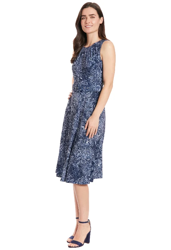 Smart Comfort Wear Belted Floral Dress