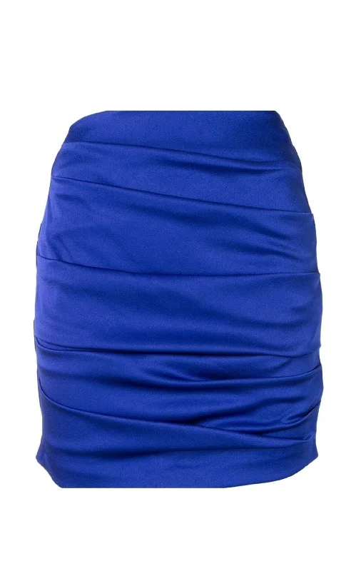 Light Dressing Satin Crepe Ruched Mini Skirt