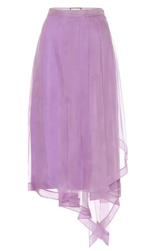 Layered Style Purple Silk Organza Skirt