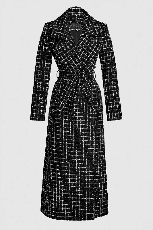 Trendy Dresses Tweed Suri Alpaca Maxi Notched Collar Wrap Coat