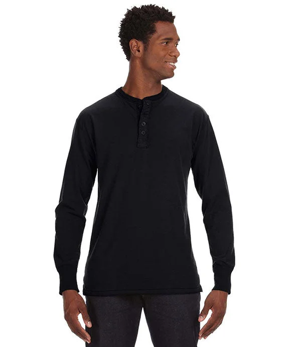 Soft Wearables JA8244 - J America Mens Vintage Brushed Jersey Henley Shirt